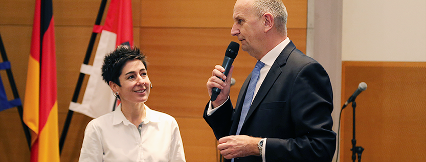 ZDF-Moderatorin Dunja Hayali und Ministerpräsident Dietmar Woidke (Foto: brandenburg.de)